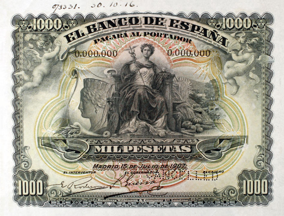 Front of Spain p66s: 1000 Pesetas from 1907