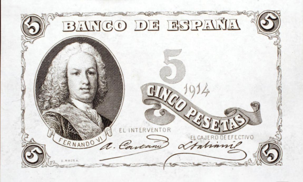 Front of Spain p68A: 5 Pesetas from 1914