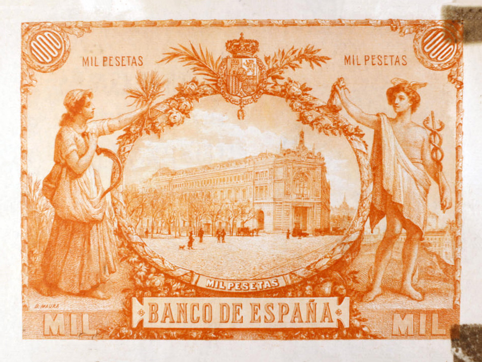 Back of Spain p68B: 1000 Pesetas from 1915