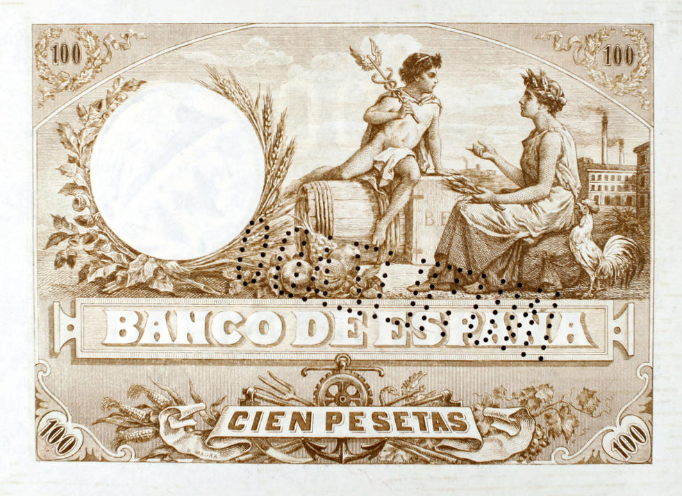 Back of Spain p68: 100 Pesetas from 1908