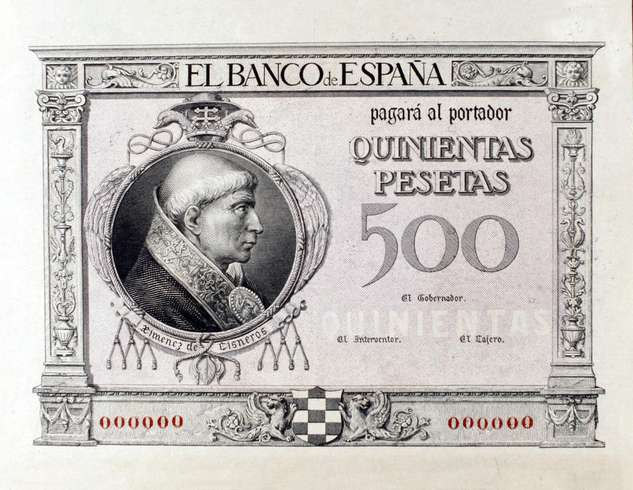 Front of Spain p69A: 500 Pesetas from 1925