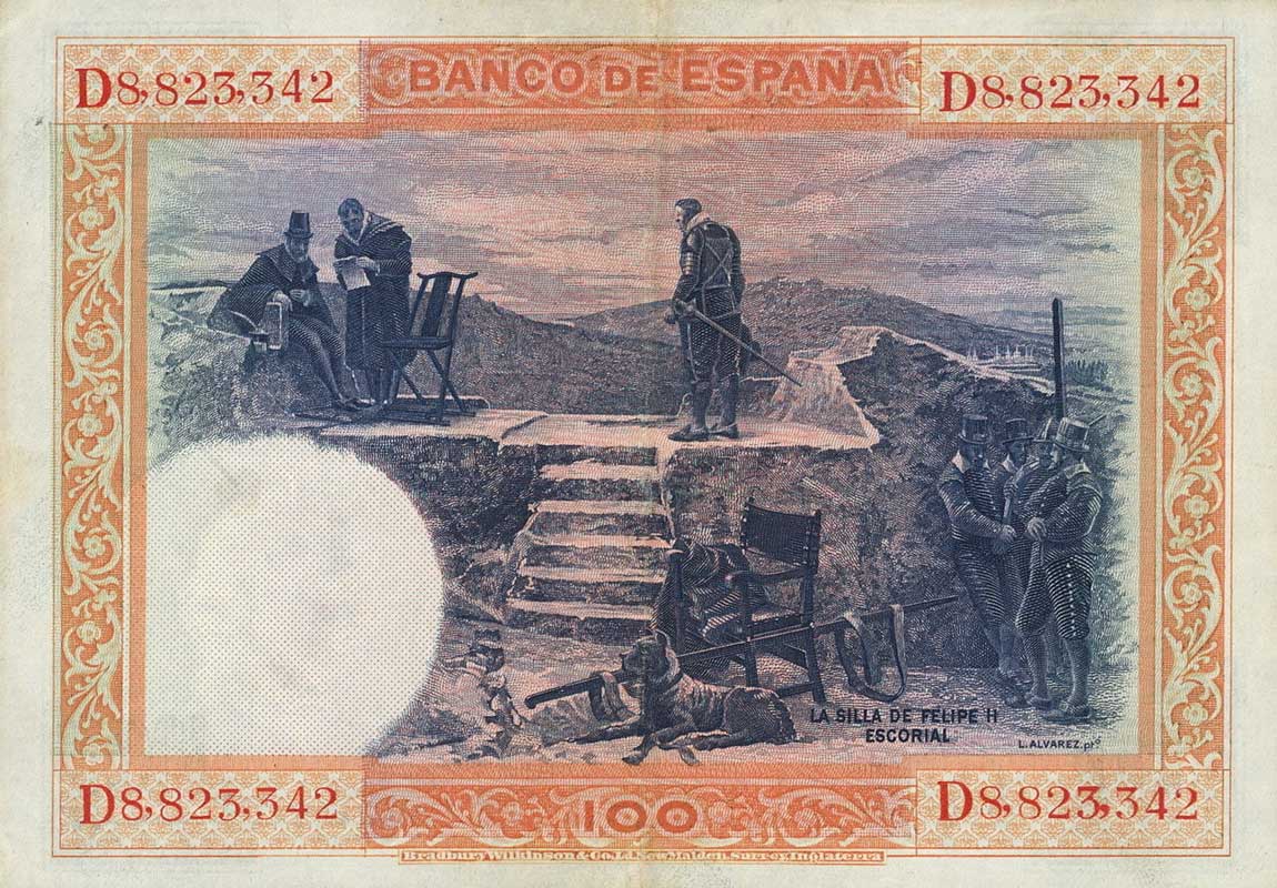 Back of Spain p69d: 100 Pesetas from 1925