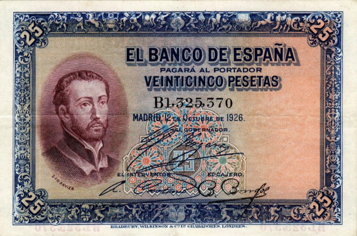 Front of Spain p71a: 25 Pesetas from 1926