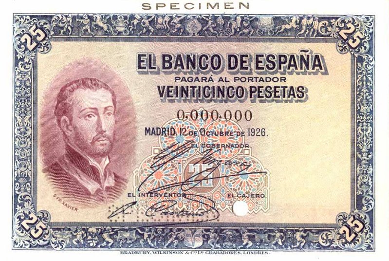 Front of Spain p71s: 25 Pesetas from 1926