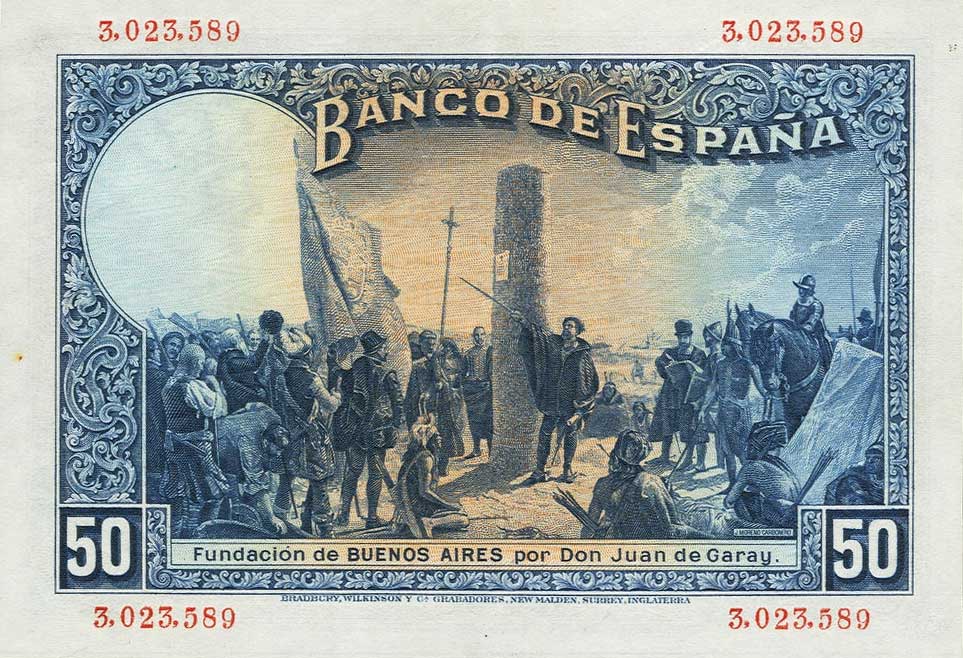 Back of Spain p72a: 50 Pesetas from 1927