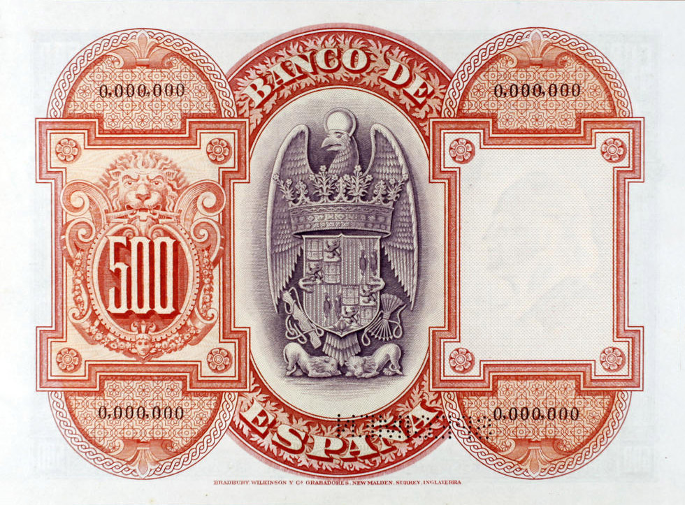 Back of Spain p73s: 500 Pesetas from 1927