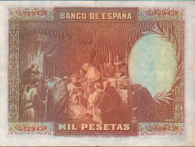 Back of Spain p78a: 1000 Pesetas from 1928