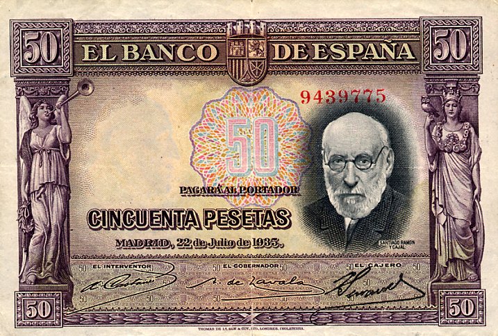 Front of Spain p88a: 50 Pesetas from 1935