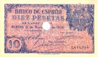 p98a from Spain: 10 Pesetas from 1936