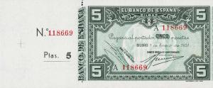 pS561 from Spain: 5 Pesetas from 1937 pS561 from Spain: 5 Pesetas from 1937