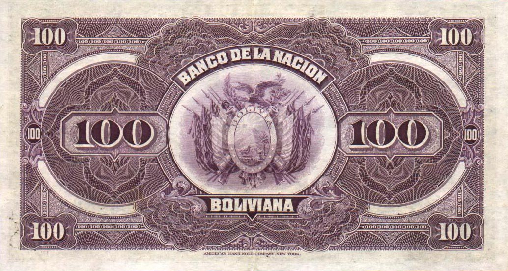 Back of Bolivia p111a: 100 Bolivianos from 1911
