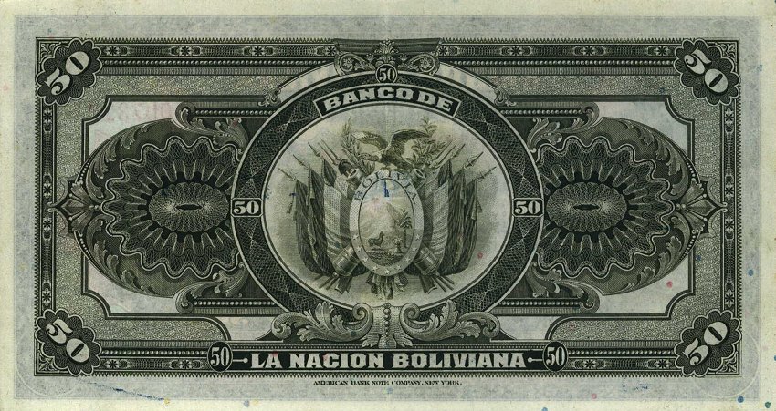 Back of Bolivia p116a1: 50 Bolivianos from 1929