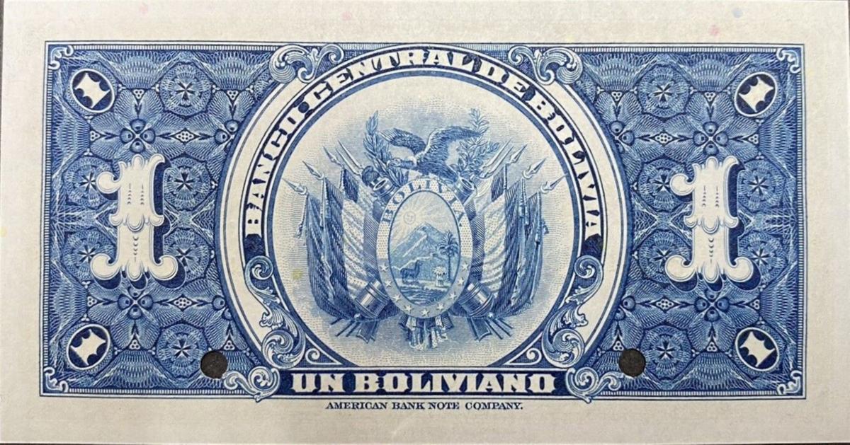 Back of Bolivia p119s: 1 Boliviano from 1928