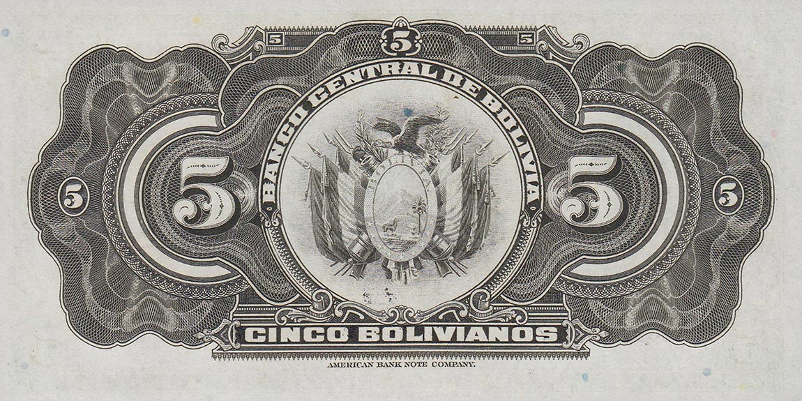 Back of Bolivia p120a: 5 Bolivianos from 1928