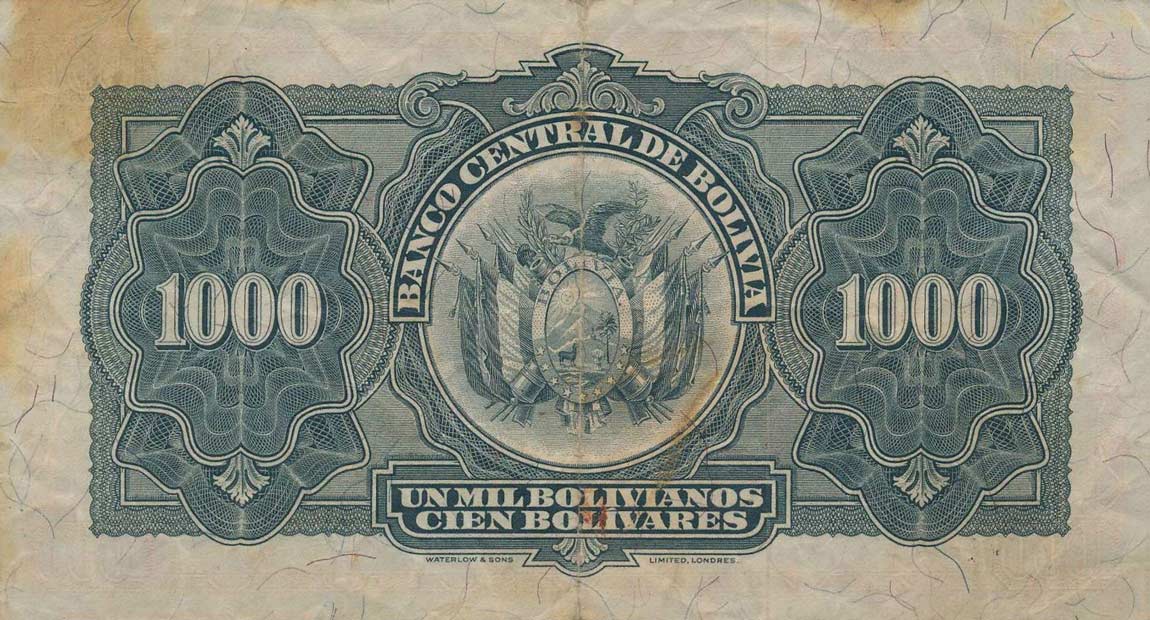 Back of Bolivia p135a: 1000 Bolivianos from 1928