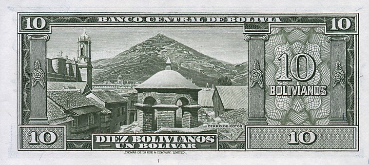 Back of Bolivia p139b: 10 Bolivianos from 1945