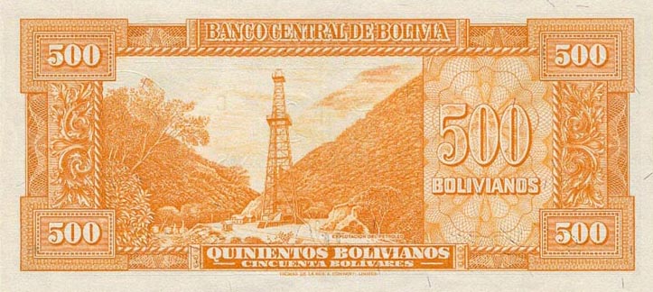 Back of Bolivia p143: 500 Bolivianos from 1945