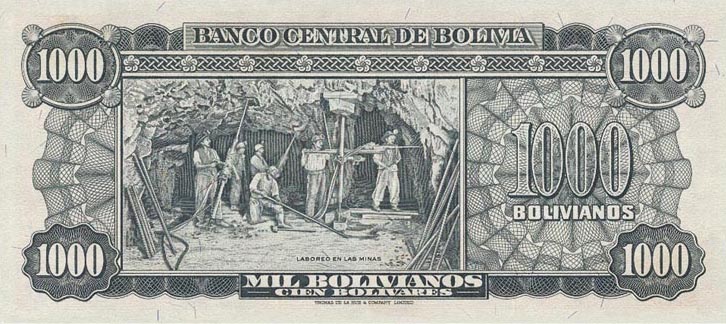 Back of Bolivia p144: 1000 Bolivianos from 1945