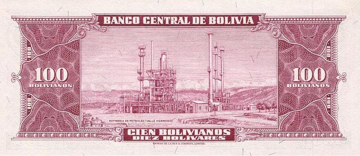 Back of Bolivia p147: 100 Bolivianos from 1945