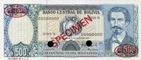 p166b from Bolivia: 500 Pesos Bolivianos from 1981