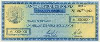 p190a from Bolivia: 1000000 Pesos Bolivianos from 1985