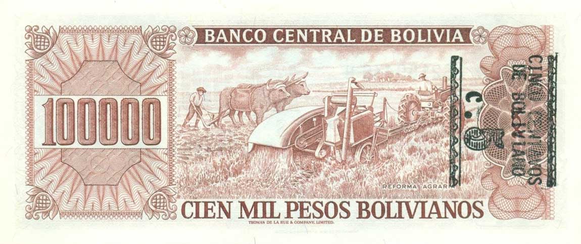 Back of Bolivia p196Aa: 10 Centavos from 1987