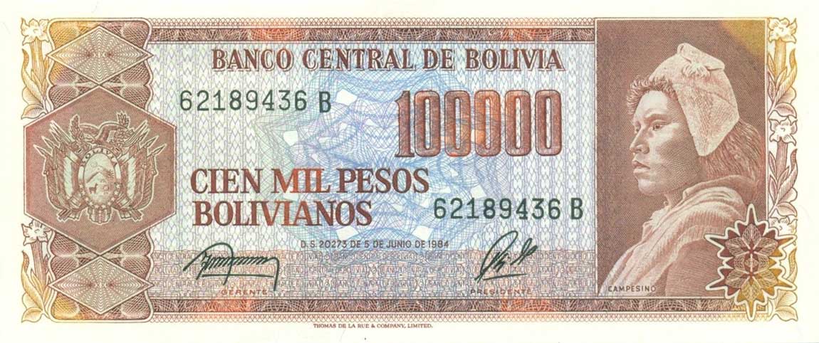 Front of Bolivia p196Aa: 10 Centavos from 1987