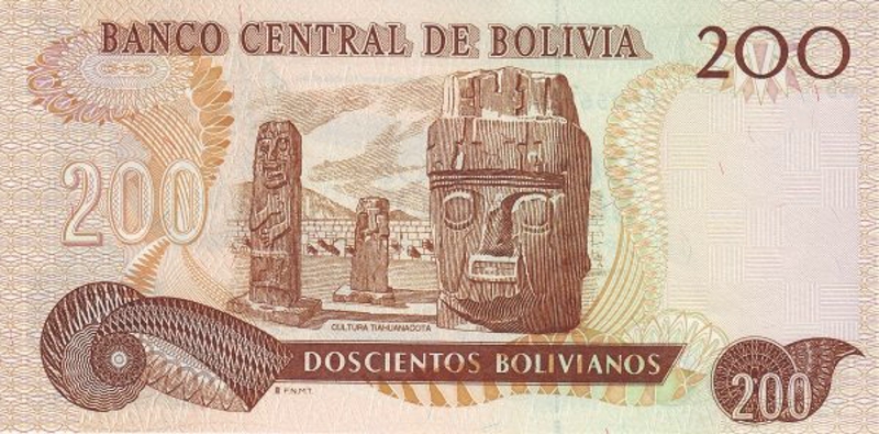 Back of Bolivia p214: 200 Boliviano from 1993