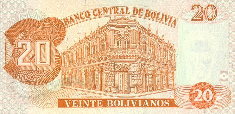 RealBanknotes Com Bolivia P224 20 Boliviano From 2001   Bolivia P224 20 Boliviano 2001 B 