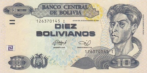 Front of Bolivia p238A: 10 Bolivianos from 2013