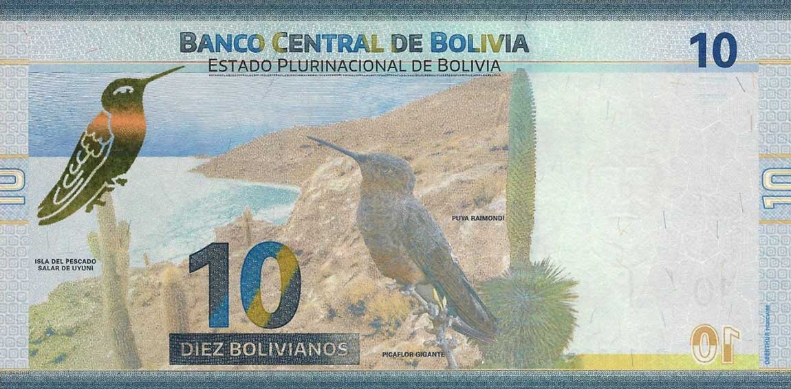 Back of Bolivia p248: 10 Bolivianos from 2018