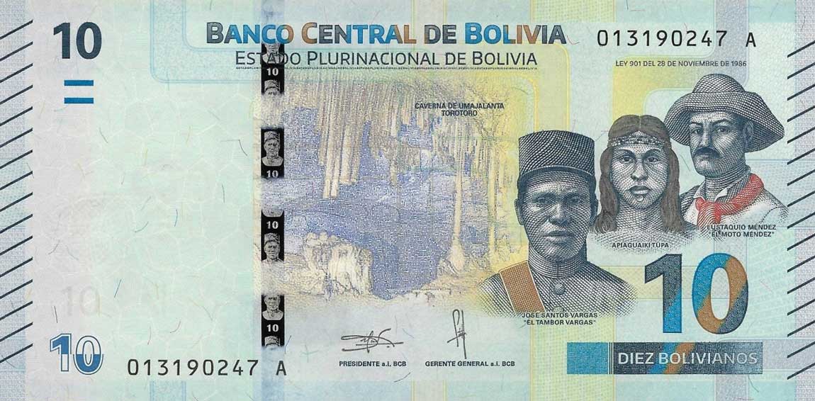 Front of Bolivia p248: 10 Bolivianos from 2018