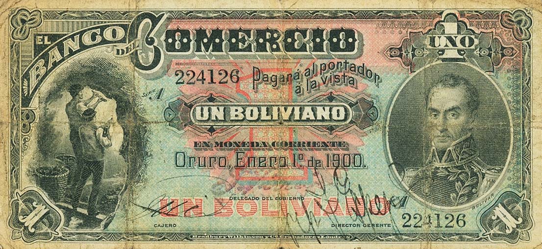 Front of Bolivia pS131: 1 Boliviano from 1900