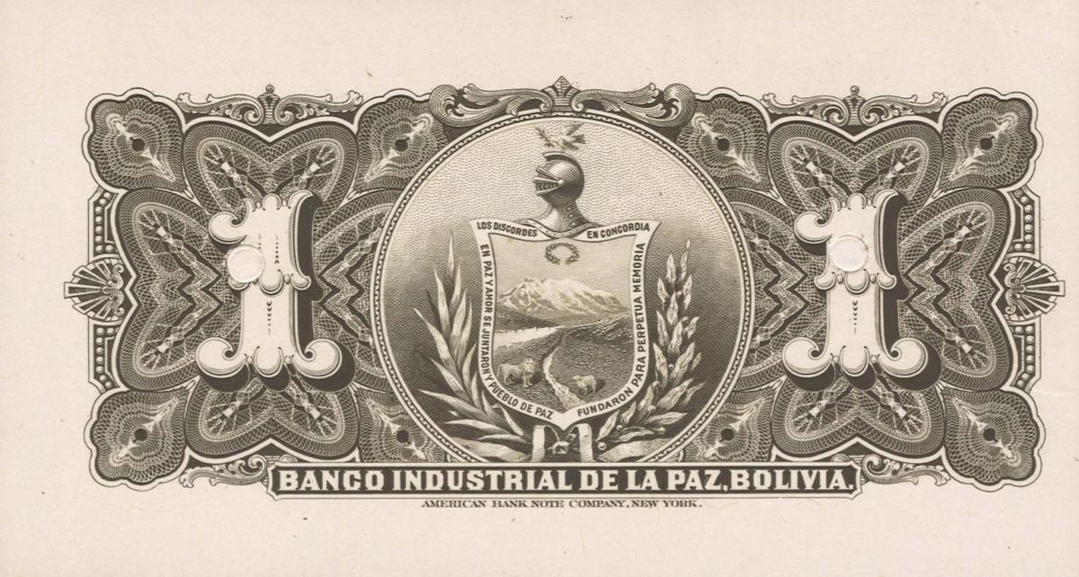 Back of Bolivia pS151p: 1 Boliviano from 1900