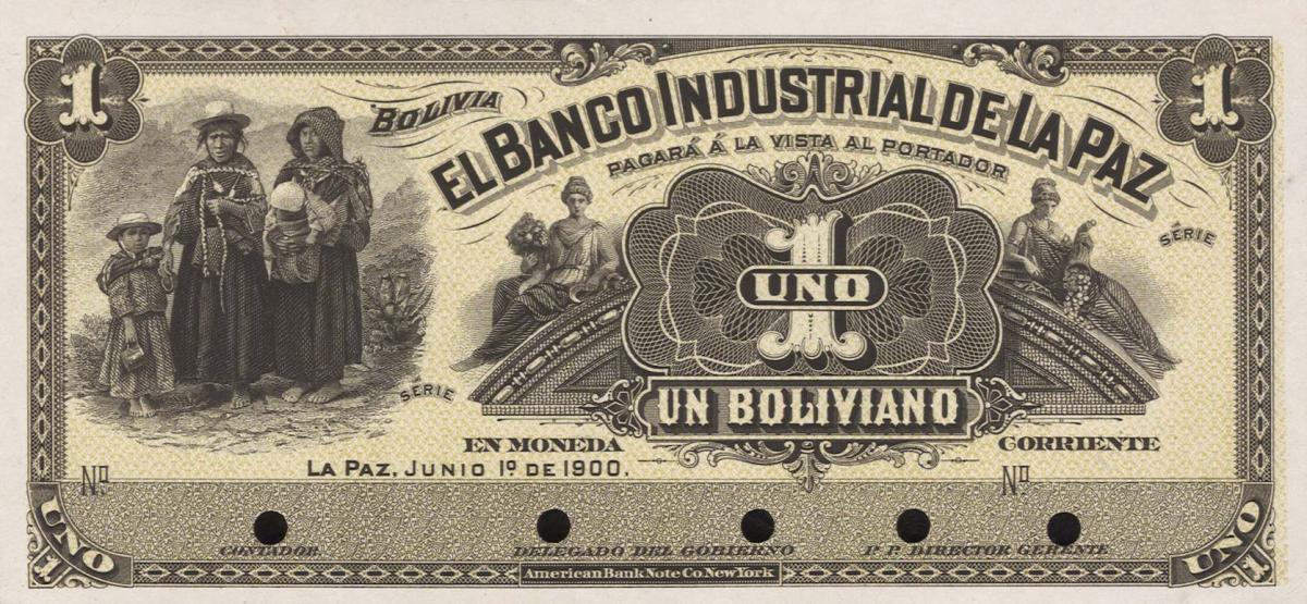 Front of Bolivia pS151p: 1 Boliviano from 1900