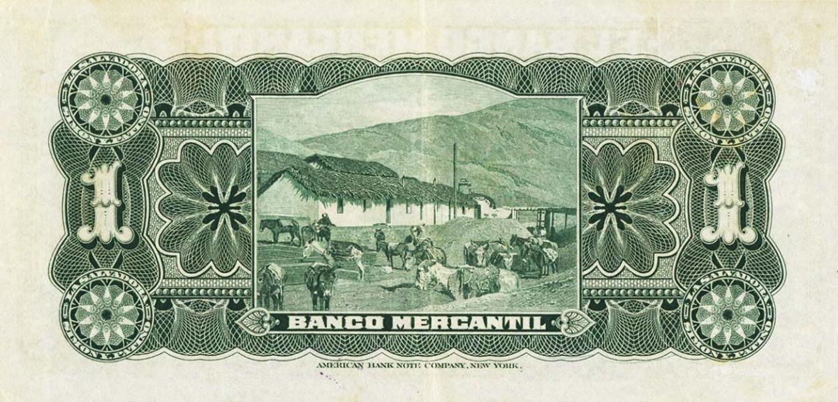 Back of Bolivia pS171a: 1 Boliviano from 1906