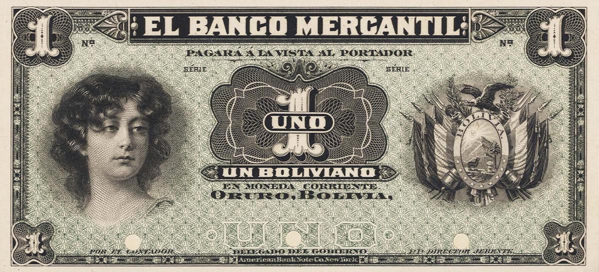 Front of Bolivia pS171p: 1 Boliviano from 1906