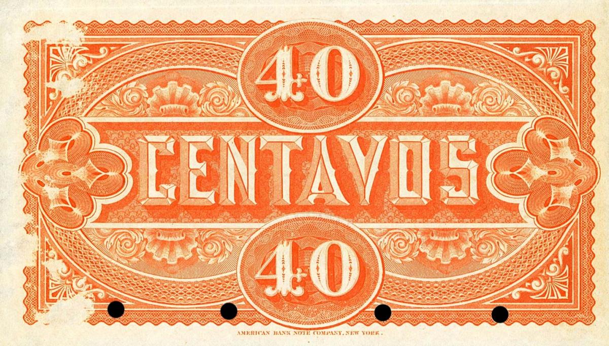 Back of Bolivia pS198s: 40 Centavos from 1875