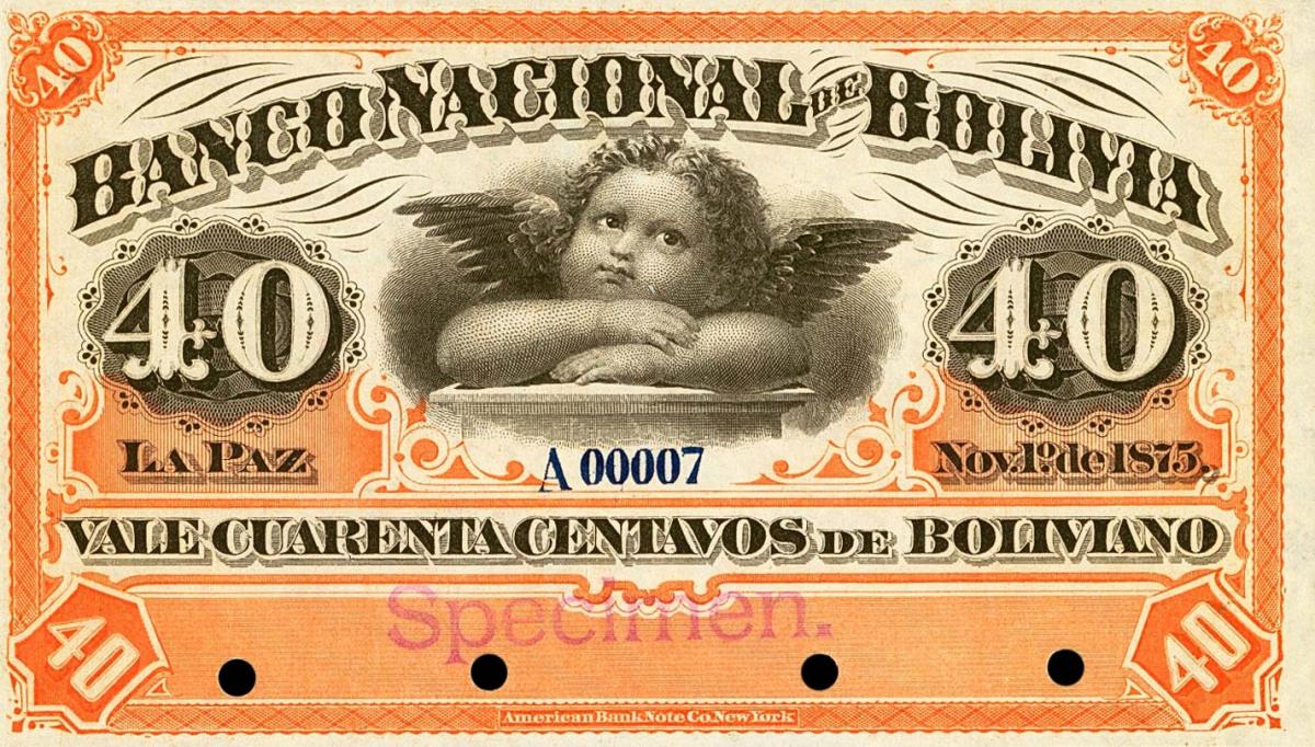 Front of Bolivia pS198s: 40 Centavos from 1875