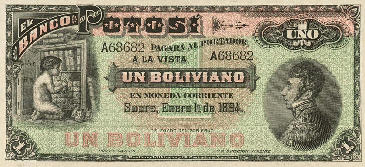 Front of Bolivia pS231: 1 Boliviano from 1894