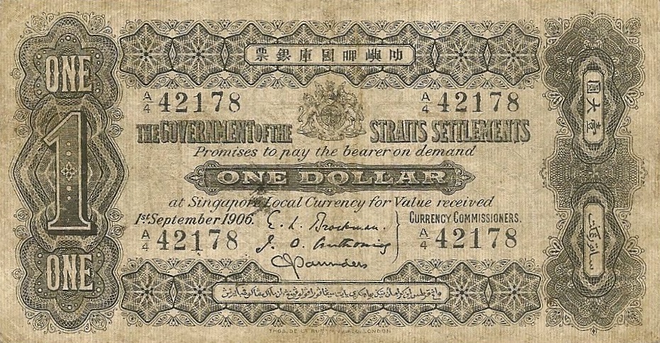 Front of Straits Settlements p1a: 1 Dollar from 1906