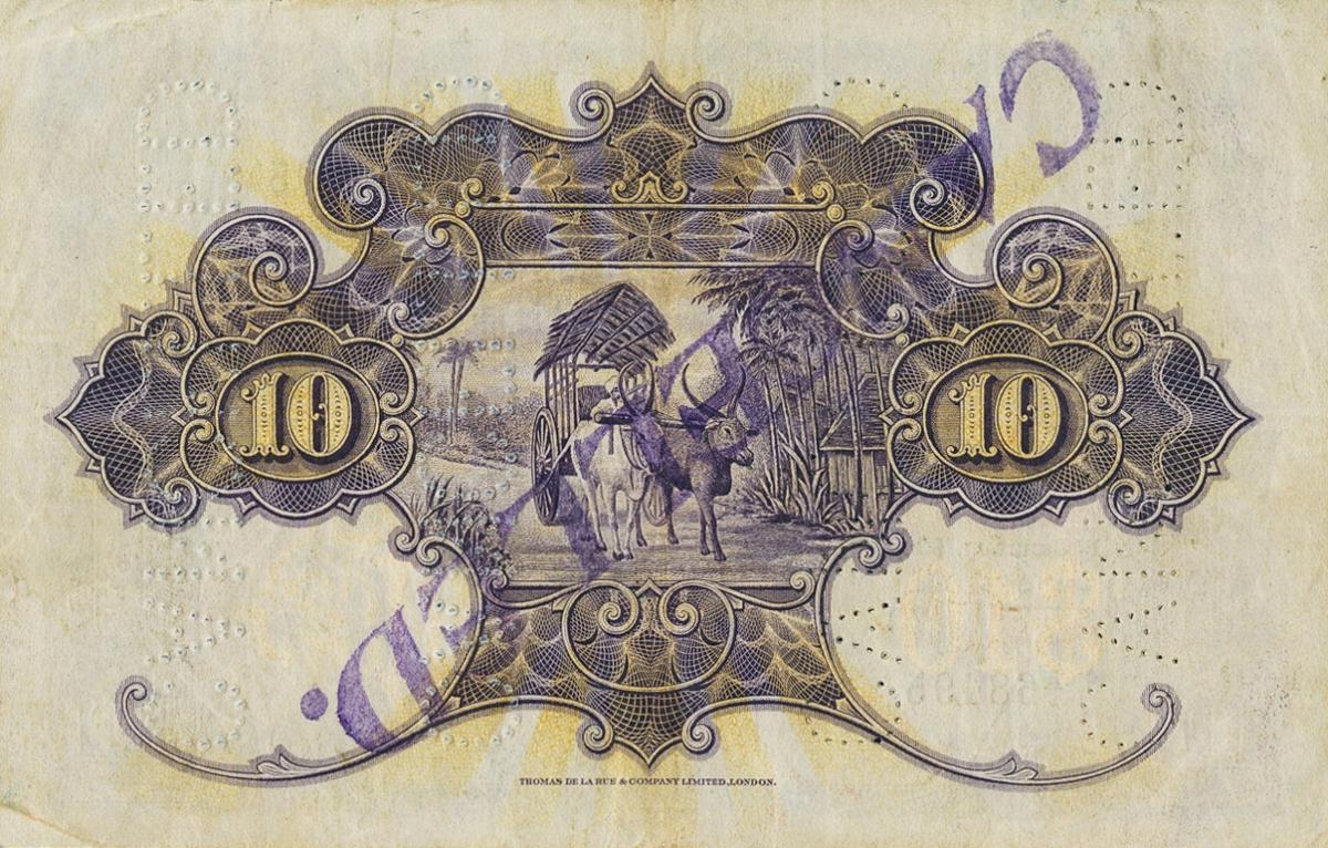 Back of Straits Settlements p11s: 10 Dollars from 1925