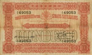p4Ca from Straits Settlements: 100 Dollars from 1901