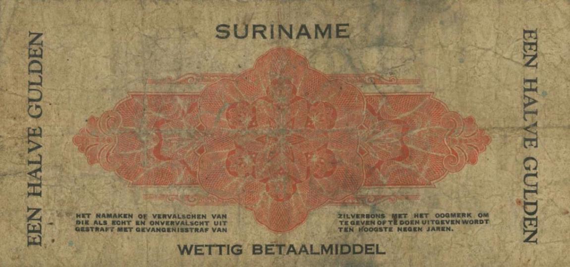Back of Suriname p104c: 50 Cents from 1942