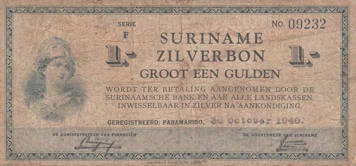Front of Suriname p105a: 1 Gulden from 1940