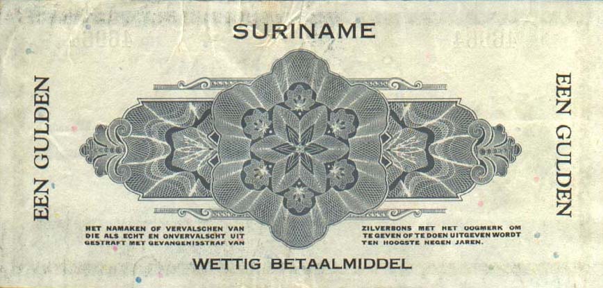 Back of Suriname p105c: 1 Gulden from 1942