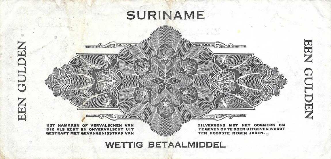 Back of Suriname p105d: 1 Gulden from 1947