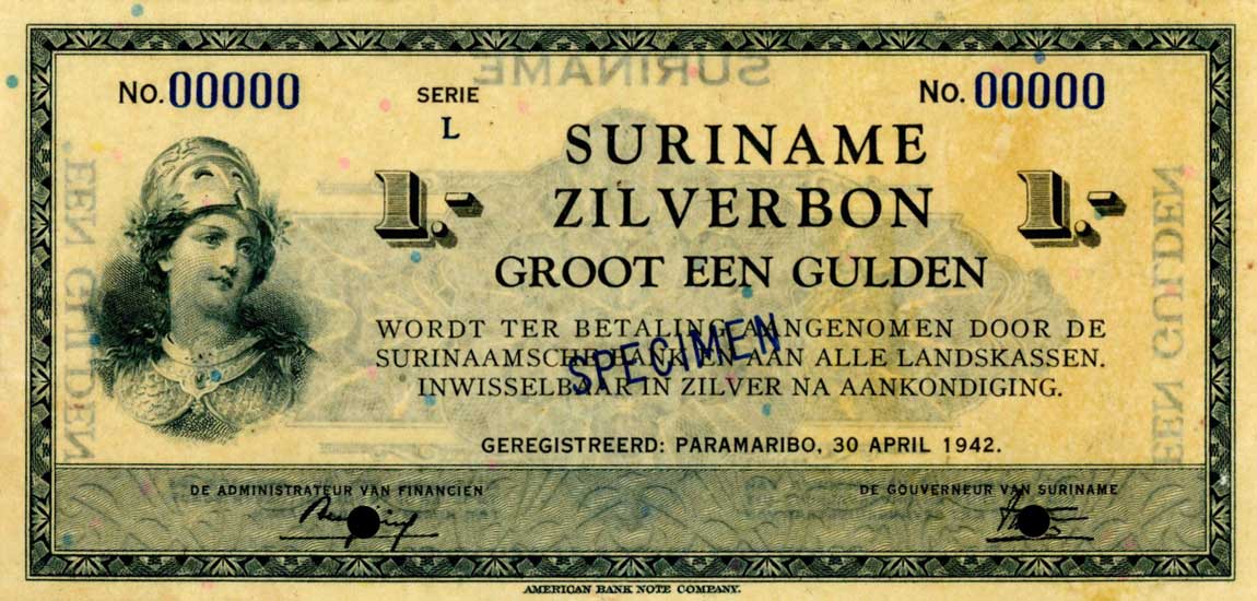 Front of Suriname p105s1: 1 Gulden from 1940