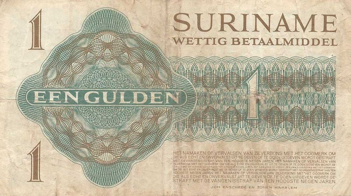 Back of Suriname p107: 1 Gulden from 1951