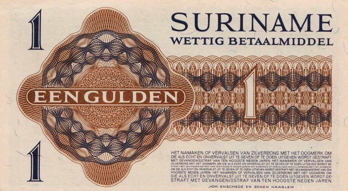 Back of Suriname p108b: 1 Gulden from 1956